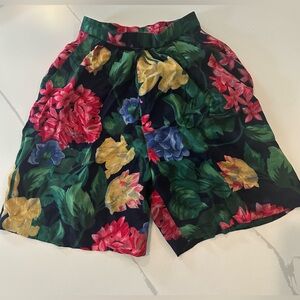 Vintage Anne Klein Silk Floral Print Shorts